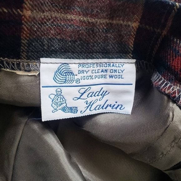 Vintage Gray Red Blue Wool Plaid Tartan Midi Skirt Size Small - Picture 8 of 8